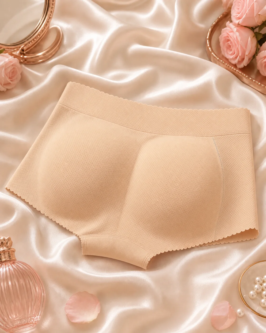 Padded Butt Panty Boyleg Shorts nude display product photo